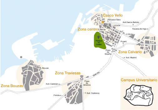 Mapa de las zonas comerciales